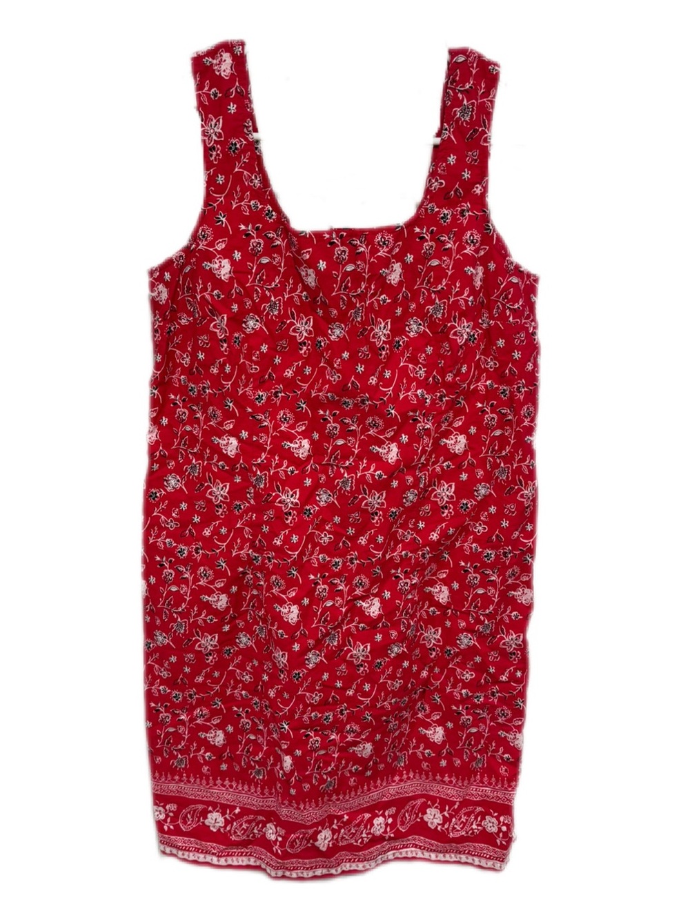 Faded Glory Red Floral Paisleys Cotton Sundress Size Large